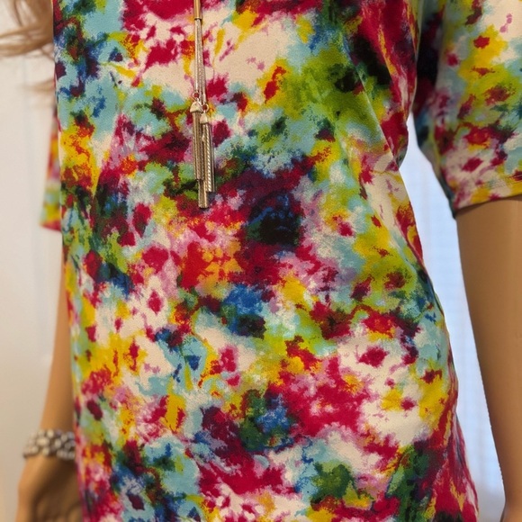 Cha Cha Vente Boho Colorful Tie Dye Print Top Size Large - Picture 2 of 3